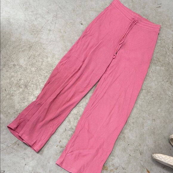 Pink Ribbed Lounge Pants - Size Large - Drawstring - Never Worn - Picture 1 of 4